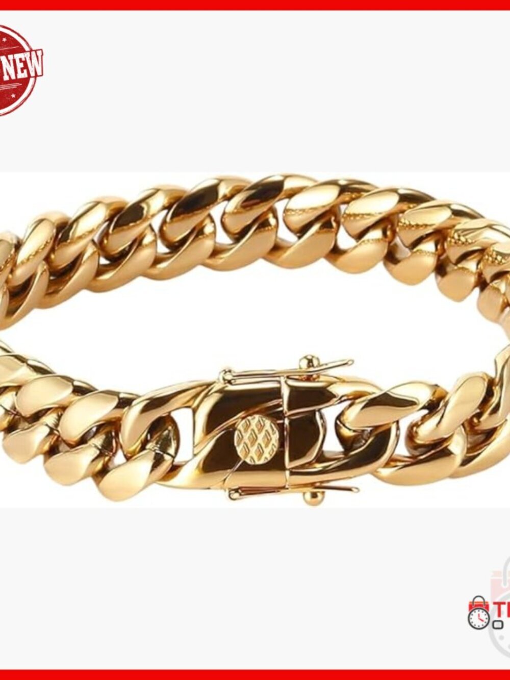 18k Gold Cuban Chain Bracelet 8in Lobster Clasp Luxury Gift